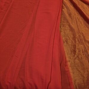 Ethnic Indian Wear Red and Brown Dress Ready To Wear Saree With Blouse
